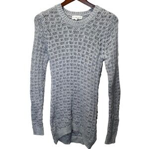 if it were me knit Boho Y2K sweater light gray open weave long sleeve tunic Sz M